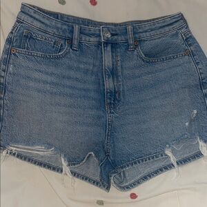 American Eagle Outfitters Blue Distressed Jean Shorts